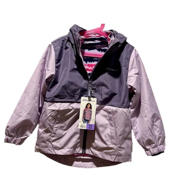 Eddie Bauer Girl's Jacket Coat 3 in 1 Fleece Pastel Lilac Size XS NWT - Picture 1 of 8